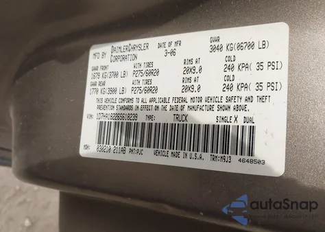 2006 Dodge Ram 1500 Slt z USA, uszkodzony, nr VIN 1D7HA18226S618239
